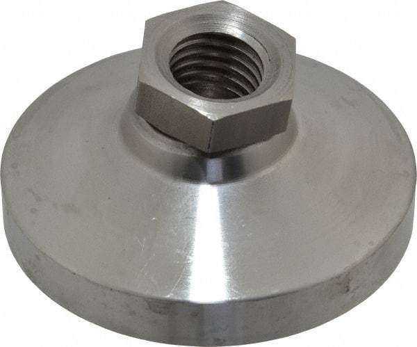 Gibraltar - 7400 Lb Capacity, 3/4-10 Thread, 1-1/2" OAL, Stainless Steel Stud, Tapped Pivotal Socket Mount Leveling Mount - 3" Base Diam, Stainless Steel Pad, 1-1/16" Hex - Exact Tool & Supply
