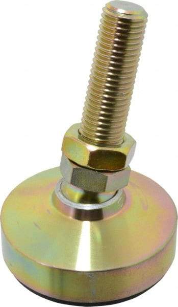 Gibraltar - 1180 Lb Capacity, 1-8 Thread, 6" OAL, Zinc Stud, Studded Socket Mount Leveling Mount - 3-1/2" Stud Length, 4" Base Diam, Zinc Pad, 1-3/8" Hex - Exact Tool & Supply