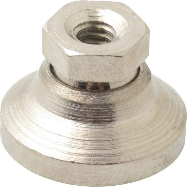 Gibraltar - 1000 Lb Capacity, 1/4-20 Thread, 45/64" OAL, Steel Stud, Tapped Pivotal Socket Mount Leveling Mount - 1" Base Diam, Steel Pad, 1/2" Hex - Exact Tool & Supply