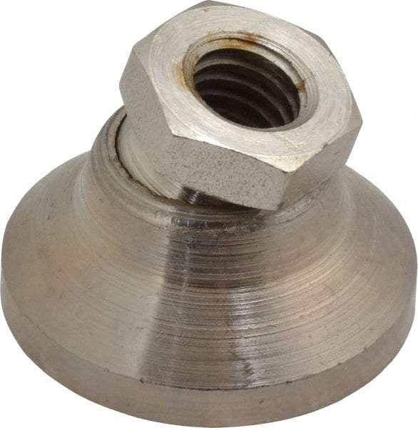 Gibraltar - 3750 Lb Capacity, 3/8-16 Thread, 7/8" OAL, Steel Stud, Tapped Pivotal Socket Mount Leveling Mount - 1-1/4" Base Diam, Steel Pad, 5/8" Hex - Exact Tool & Supply