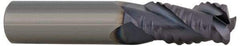 ProMax - 9/16" Diam, Coarse Pitch, 1-1/4" LOC, 4 Flute Solid Carbide 0.055-0.065" Corner Radius Roughing End Mill - TiCN Finish, 3-1/2" OAL, 9/16" Shank Diam, Single End, Centercutting, 30° Helix - Exact Tool & Supply