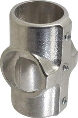 Hollaender - 1-1/2" Pipe, Cross-E, Aluminum Alloy Cross Pipe Rail Fitting - Bright Finish - Exact Tool & Supply