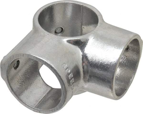 Hollaender - 1-1/2" Pipe, Side Outlet Tee-E, Aluminum Alloy Tee Pipe Rail Fitting - Bright Finish - Exact Tool & Supply