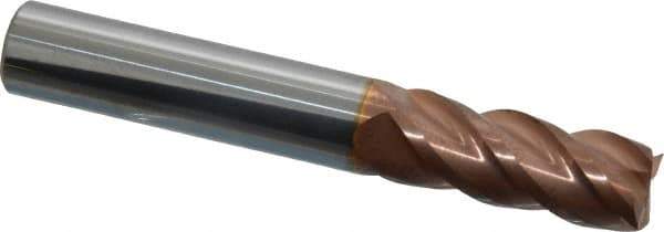 ProMax - 3/8", 7/8" LOC, 3/8" Shank Diam, 2-1/2" OAL, 4 Flute, Solid Carbide Square End Mill - Single End, TiCN Finish, Spiral Flute, 40° Helix, Right Hand Cut, Right Hand Flute, Series 111 - Exact Tool & Supply
