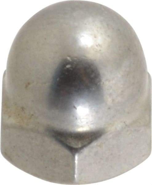 Value Collection - #10-32 UNF, 3/8" Width Across Flats, Uncoated, Stainless Steel Acorn Nut - 25/64" Overall Height, Grade 18-8 - Exact Tool & Supply