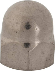 Value Collection - 7/16-20" UNF, 5/8" Width Across Flats, Uncoated, Stainless Steel Acorn Nut - 23/32" Overall Height, Grade 18-8 - Exact Tool & Supply
