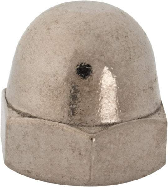 Value Collection - 5/8-18" UNF, 9/16" Width Across Flats, Uncoated, Stainless Steel Acorn Nut - 17/32" Overall Height, Grade 18-8 - Exact Tool & Supply