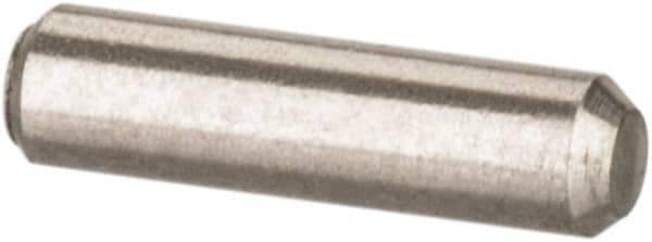 Value Collection - 1/16" Diam x 1/4" Pin Length 316 Stainless Steel Standard Dowel Pin - Bright Finish, 2 Beveled End - Exact Tool & Supply