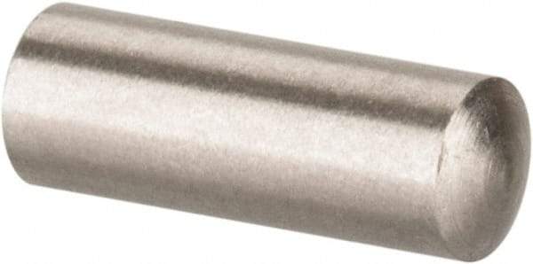 Value Collection - 3mm Diam x 8mm Pin Length 316 Stainless Steel Standard Dowel Pin - Bright Finish, 1 Rounded End - Exact Tool & Supply