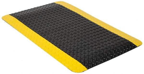 PRO-SAFE - 10' Long x 4' Wide, Dry Environment, Anti-Fatigue Matting - Black & Yellow, Vinyl with Vinyl Sponge Base, Beveled on 4 Sides - Exact Tool & Supply