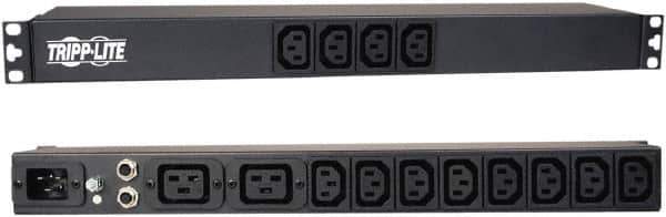 Tripp-Lite - 14 Outlets, 100/240 Volts, 20 Amps, 15' Cord, Power Outlet Strip - Rack Mount, C13/C19 NEMA Configuration, 19" Strip - Exact Tool & Supply
