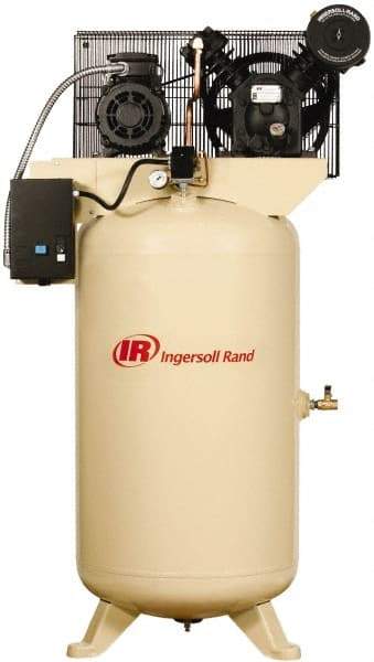 Ingersoll-Rand - 5 hp, 80 Gal Stationary Electric Vertical Air Compressor - Three Phase, 175 Max psi, 14 CFM, 460 Volt - Exact Tool & Supply