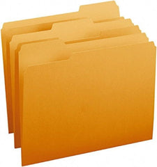 SMEAD - 8-1/2 x 11", Letter Size, Orange, File Folders with Top Tab - 11 Point Stock, Assorted Tab Cut Location - Exact Tool & Supply