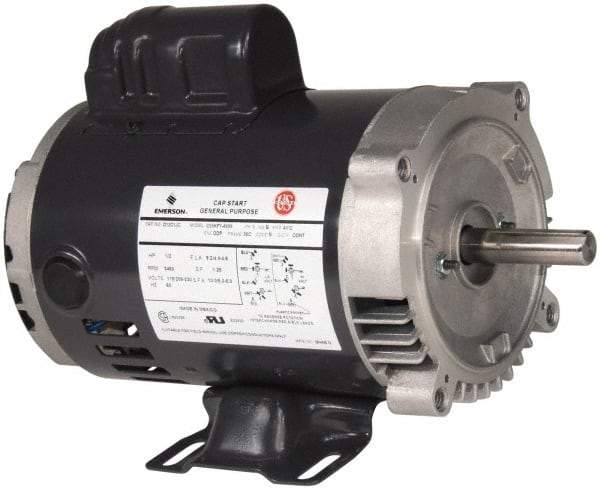 US Motors - 1/2 Max hp, 1,800 Max RPM, Cap Start Electric AC DC Motor - 115/208-230 V Input, Single Phase, 56C Frame, 5/8" Shaft Diam, C-Face Mount, ODP Enclosure - Exact Tool & Supply