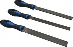 PFERD - 3 Piece American Pattern File Set - 8" Long, Coarse Coarseness, Ergonomic Handle, Set Includes Half Round, All Purpose, Rasp - Exact Tool & Supply