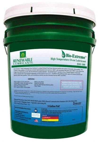 Renewable Lubricants - 5 Gal Pail Synthetic/Graphite Lubricant - White, -28°F to 2,000°F, Food Grade - Exact Tool & Supply