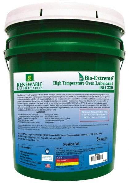 Renewable Lubricants - 5 Gal Pail Synthetic/Graphite Lubricant - White, -28°F to 2,000°F, Food Grade - Exact Tool & Supply
