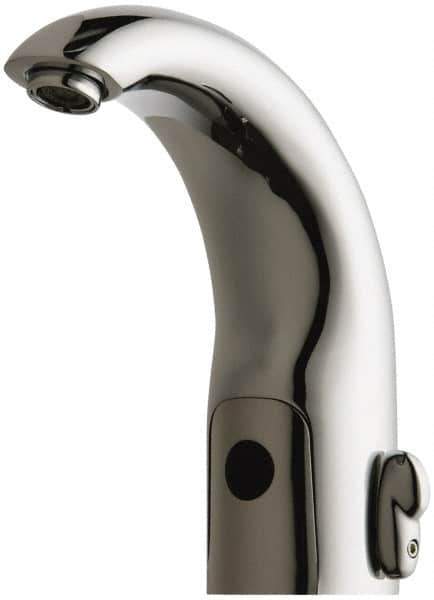 Chicago Faucets - Polished Chrome Plated Electronic User Adjustable Temperature Control Mixer Sensor Faucet - Powered by 6 Volt Lithium CRP2 Battery (Included), Contemporary Spout, 4 to 8" Mounting Centers - Exact Tool & Supply