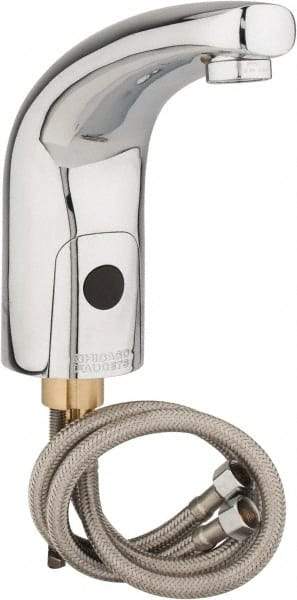 Chicago Faucets - Polished Chrome Plated Electronic Internal Temperature Control Mixer Sensor Faucet - Powered by 6 Volt Lithium CRP2 Battery (Included), Traditional Spout, 4 to 8" Mounting Centers - Exact Tool & Supply