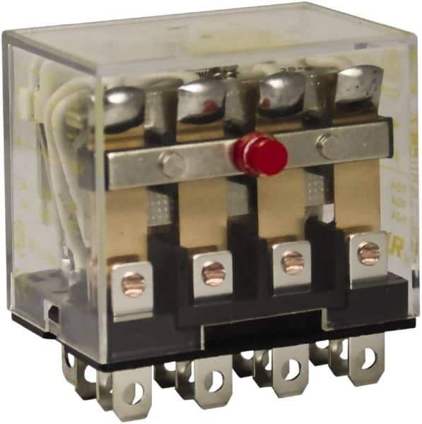 Square D - 1/2 hp at 120 Volt & 3/4 hp at 240 Volt, Electromechanical Plug-in General Purpose Relay - 10 Amp at 250 VAC, 4PDT, 120 VAC at 50/60 Hz - Exact Tool & Supply