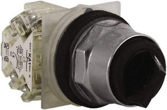 Square D - 30mm Mount Hole, 2 Position, Knob Operated, Selector Switch Only - Black, Maintained (MA), Nonilluminated, NO/NC, Dust, Oil and Watertight - Exact Tool & Supply