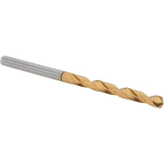 Guhring - 4.1mm 118° High Speed Steel Jobber Drill - TiN Finish, Right Hand Cut, Spiral Flute, Straight Shank, 75mm OAL, Standard Point - Exact Tool & Supply