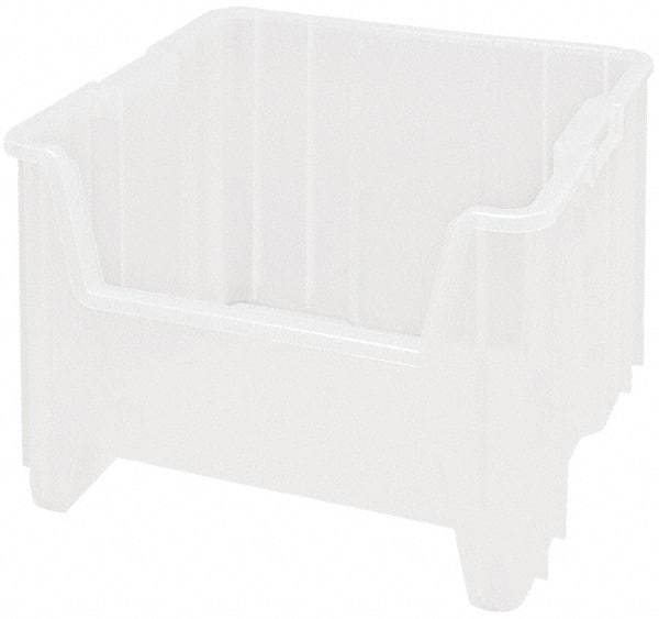 Quantum Storage - 17-1/2" Deep, Clear Polypropylene Hopper Stacking Bin - 12-1/2" High x 16-1/2" Wide x 17-1/2" Long - Exact Tool & Supply