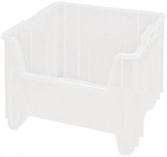 Quantum Storage - 17-1/2" Deep, Clear Polypropylene Hopper Stacking Bin - 12-1/2" High x 16-1/2" Wide x 17-1/2" Long - Exact Tool & Supply