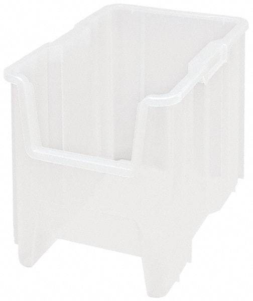 Quantum Storage - 17-1/2" Deep, Clear Polypropylene Hopper Stacking Bin - 12-1/2" High x 10-7/8" Wide x 17-1/2" Long - Exact Tool & Supply