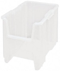Quantum Storage - 17-1/2" Deep, Clear Polypropylene Hopper Stacking Bin - 12-1/2" High x 10-7/8" Wide x 17-1/2" Long - Exact Tool & Supply