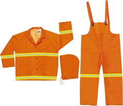 MCR Safety - Size 5XL, Orange, Rain Three Piece Suit - Detachable Hood, Take Up Snaps Ankle, Take Up Snaps Wrist - Exact Tool & Supply