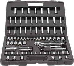Stanley - 75 Piece 1/4 & 3/8" Drive Standard Deep Socket Set - 3/16 to 13/16", 4 to 19mm, Inch/Metric Measurement Standard - Exact Tool & Supply