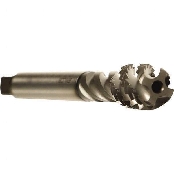 Emuge - M12x1.75 Metric 4 Flute 6H Modified Bottoming Spiral Flute Tap - Cobalt, GLT-1 Finish, 110mm OAL, Right Hand Flute, Right Hand Thread, Series Enorm - Exact Tool & Supply