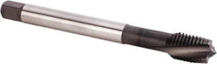 Kennametal - M8x1.00 Metric Fine 3 Flute 6HX Plug Spiral Flute Tap - Powdered Metal, TiN/CrC/C Finish, 90mm OAL, Left Hand Flute, Right Hand Thread, Series T620 - Exact Tool & Supply