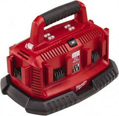 Milwaukee Tool - 18 Volt, 6 Battery Lithium-Ion Power Tool Charger - 30 min to 1 hr to Charge, Pass Through Plug Power Source - Exact Tool & Supply