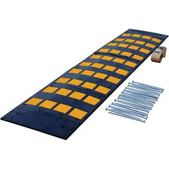 Vestil - 108" Long x 23-1/2" Wide x 37-1/2" High, Rubber Speed Hump - Yellow & Black - Exact Tool & Supply