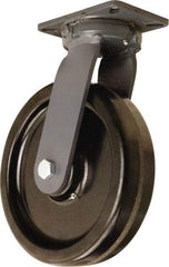 Hamilton - 12" Diam x 3" Wide x 15-1/2" OAH Top Plate Mount Swivel Caster - Phenolic, 3,500 Lb Capacity, Tapered Roller Bearing, 5-1/4 x 7-1/4" Plate - Exact Tool & Supply