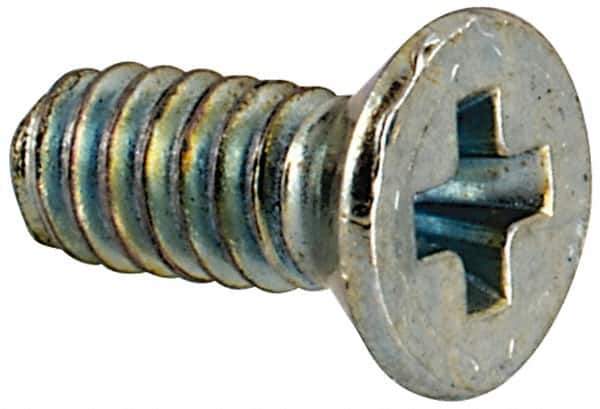 Value Collection - #3-48 UNC, 1/4" OAL Phillips Drive Machine Screw - Flat Head, Grade J82 Steel, Zinc-Plated Finish, Without Washer - Exact Tool & Supply