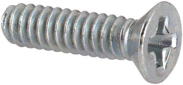 Value Collection - #4-40 UNC, 7/16" OAL Phillips Drive Machine Screw - Flat Head, Grade J82 Steel, Zinc-Plated Finish, Without Washer - Exact Tool & Supply
