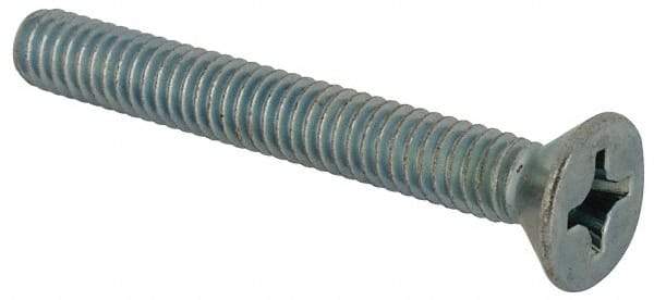 Value Collection - #12-24 UNC, 1-3/4" OAL Phillips Drive Machine Screw - Flat Head, Grade J82 Steel, Zinc-Plated Finish, Without Washer - Exact Tool & Supply