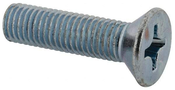 Value Collection - 1/4-28 UNF, 1" OAL Phillips Drive Machine Screw - Flat Head, Grade J82 Steel, Zinc-Plated Finish, Without Washer - Exact Tool & Supply
