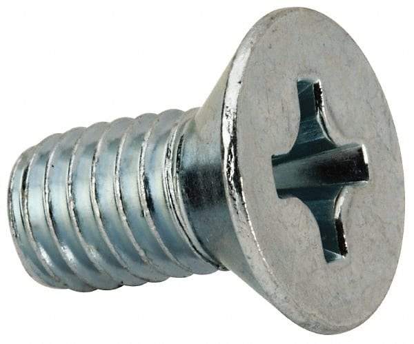 Value Collection - 3/8-16 UNC, 3/4" OAL Phillips Drive Machine Screw - Flat Head, Grade J82 Steel, Zinc-Plated Finish, Without Washer - Exact Tool & Supply