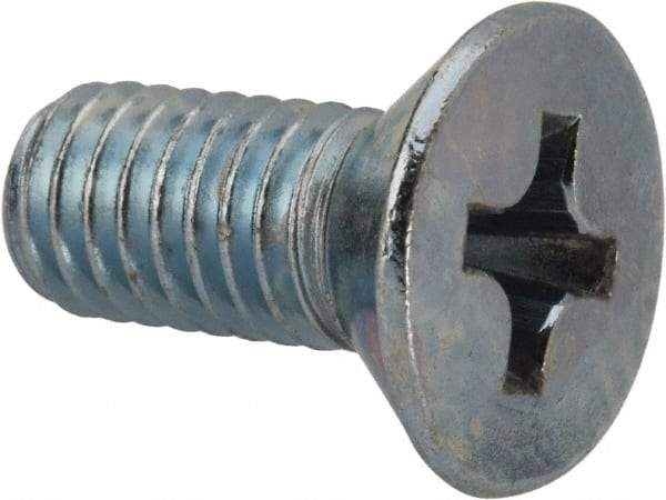 Value Collection - 3/8-16 UNC, 7/8" OAL Phillips Drive Machine Screw - Flat Head, Grade J82 Steel, Zinc-Plated Finish, Without Washer - Exact Tool & Supply