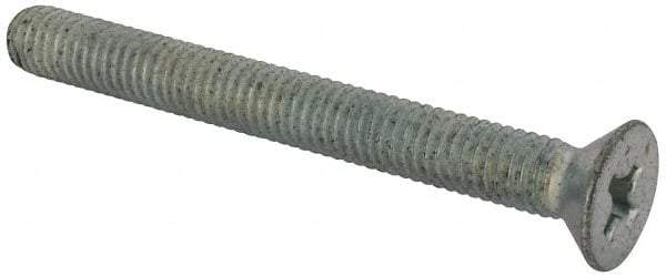 Value Collection - 3/8-16 UNC, 3-1/2" OAL Phillips Drive Machine Screw - Flat Head, Grade J82 Steel, Zinc-Plated Finish, Without Washer - Exact Tool & Supply