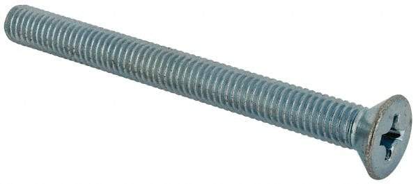 Value Collection - 3/8-16 UNC, 4" OAL Phillips Drive Machine Screw - Flat Head, Grade J82 Steel, Zinc-Plated Finish, Without Washer - Exact Tool & Supply