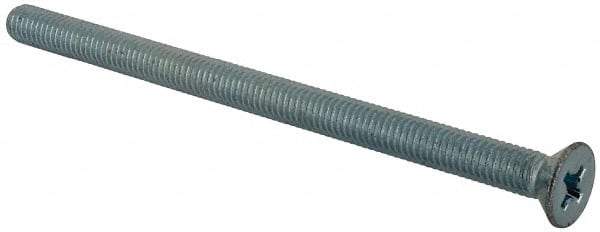 Value Collection - 3/8-16 UNC, 6" OAL Phillips Drive Machine Screw - Flat Head, Grade J82 Steel, Zinc-Plated Finish, Without Washer - Exact Tool & Supply