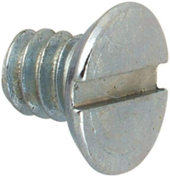 Value Collection - #2-56 UNC, 1/8" OAL Slotted Drive Machine Screw - Flat Undercut Head, Grade J82 Steel, Zinc-Plated Finish, Without Washer - Exact Tool & Supply