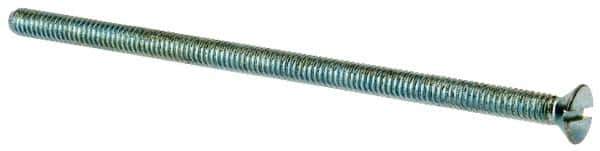 Value Collection - #8-32 UNC, 3-1/2" OAL Slotted Drive Machine Screw - Flat Head, Grade J82 Steel, Zinc-Plated Finish, Without Washer - Exact Tool & Supply
