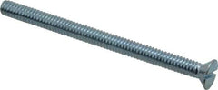Value Collection - 1/4-20 UNC, 3-1/2" OAL Slotted Drive Machine Screw - Flat Head, Grade J82 Steel, Zinc-Plated Finish, Without Washer - Exact Tool & Supply