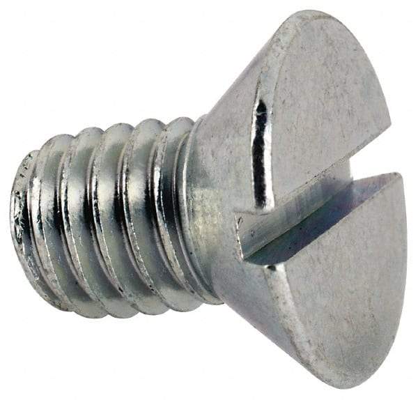 Value Collection - 3/8-16 UNC, 5/8" OAL Slotted Drive Machine Screw - Flat Head, Grade J82 Steel, Zinc-Plated Finish, Without Washer - Exact Tool & Supply